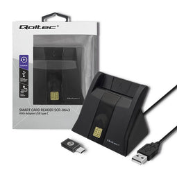 Qoltec 50643 Smart-Chip-ID-Kartenscanner | USB 2.0 | Plug&Play