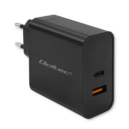 Qoltec 52381 Super Quick PD Charger | 1xUSB-C | 1xUSB| 90W | 5-20V | 2.4-4.35A | Black