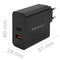 Qoltec 52381 Super Quick PD Charger | 1xUSB-C | 1xUSB| 90W | 5-20V | 2.4-4.35A | Black