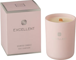J-Line geurkaars Excellent - Rose Champagne - glas - roze – small - 50U