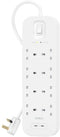 Belkin Connect SRB004VF2M - Overspanningsbeveiligingsstekkerdoos - 8 UK-stekkers en 2x USB-C - Wit