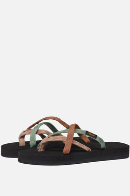 Teva W Olowahu - Dames Slippers - Maat 39 - Zwart/Bruin/Groen