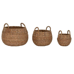 Basket spelset Home ESPRIT Natuurlijk Metaal Zeegras Boho (3 Onderdelen)