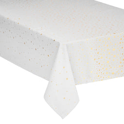 DELUXE XXL tafelkleed kerst katoen - Wit met zilveren sterren - 140 x 360 cm - Katoen - Kersttafelkleed