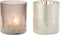 J-Line theelichthouder Suiker Frosted - glas - grijs/zilver - large - 2 stuks