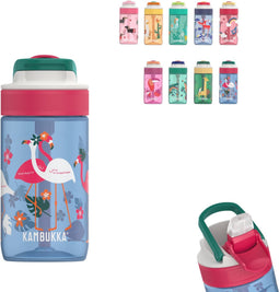 Kambukka Lagoon Drinkfles voor kinderen 400ml Blue Flamingo - met geïntegreerd rietje - drinkbus kinderen blauw - drinkbeker voor school