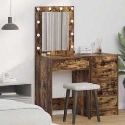 vidaXL - Kaptafel - met - LED-verlichting - - - Gerookt - Eiken - 50x41x135 - cm