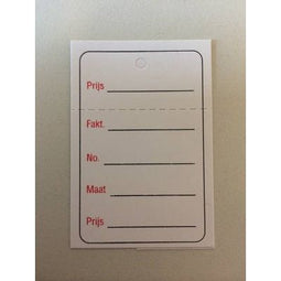 Klika - Hangetiket 40x60 mm bedrukt zwart + rood - 9 stuks