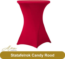 Statafelrok candy rood 80 cm - partytafel - tafelrok voor statafel - Statafelhoes - Bruiloft - Cocktailparty - Stretch Rok