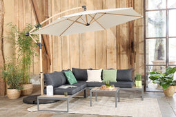 MASCOT ONLINE Hangende Parasol - Zweefparasol - Houtlook - 300 cm breed - Crème