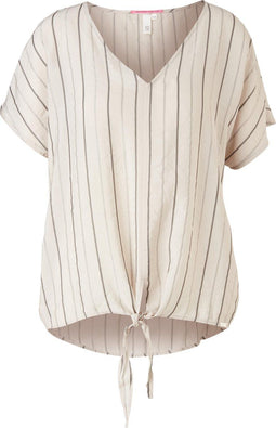 Q/S Designed by Blouse - Korte mouwen V-hals - Maat XL (42)