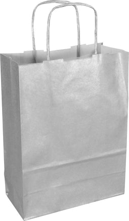 Tas | Kraftpapier | gedraaid papieren koord | 18x 8x22cm | draagtas | zilver | 50 stuks