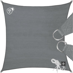 tectake® Schaduwdoek - Zonnescherm - UV-bescherming 50+ - Grijs 4x4m