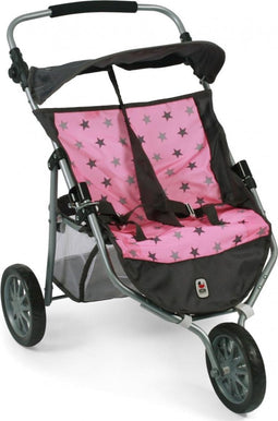 Bayer Chic Poppenbuggy tweeling Jogger (lichtroze/ster)