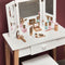 Byastrup Kinder Kaptafel Met Kruk 86 Cm Wit - Make-up Tafel voor Kinderen inclusief spiegel