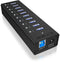 Icy Box IB-AC6110 - USB 3.0 Hub 10x Type A 5 Gbit/s - Aluminium zwart