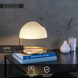 Lucide CATO - Tafellamp - Ø 23,5 cm - 1xE27 - Wit - Hoogwaardig glas