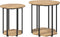 vidaXL - Bijzettafel - Set - van - 2 - Artisan - Eiken - Geengineerd - Hout - en - Metaal