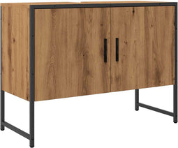 vidaXL - Badkamerkast - 80x33x60 - cm - bewerkt - hout - artisanaal - eikenkleurig