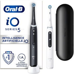 Oral-B iO Series 5 - Elektrische tandenborstel - A.I. poetsherkenning en poetsdruksensor - Wit (2 stuks)