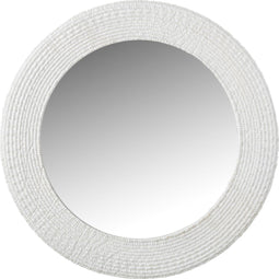 J-Line spiegel Rond Ribbels - polyresin - wit - Ø 50 cm