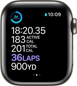 Apple Watch Series 6 Titanium 40 mm (2020) - GPS + Cellular - spacegrey - Sportbandje zwart