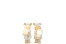 J-Line Jongen En Meisje Bal Ster Led Resine Mix Small Assortiment Van 2