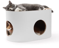 Jake & Jacky Krabkarton - Kattenhuis 2 in 1 - 60x34x34cm - Wit