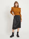 VILA VIMEKO HW MIDI SKIRT - Dames Rok - Satijnen look - Zwart - Maat 38