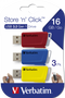 Verbatim Store 'n' Click - USB-stick 16GB - USB 3.2 Gen 1 - Blauw/Rood (3 stuks)