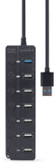 Gembird UHB-U3P1U2P6P-01 - USB Hub - 7-poorts met 1x USB 3.1 (5 Gbit/s) en 6x USB 2.0 - Zwart