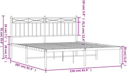 vidaXL - Bedframe - met - hoofdbord - metaal - zwart - 150x200 - cm