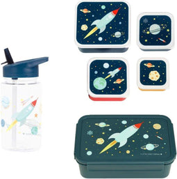 A Little Lovely Company Back to school set - Drinkfles/4 Snackdozen/Bento box - Ruimte