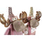 Kerstversiering DKD Home Decor Wit Roze Gouden Rendier 20 x 19 x 50 cm (2 Stuks)