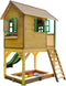 AXI Sarah Speelhuis in Bruin/Groen - Met Verdieping, Zandbak en Groene Glijbaan - Speelhuisje voor de tuin / buiten - FSC hout - Speeltoestel voor kinderen