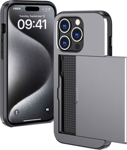 iMoshion Hoesje Geschikt voor iPhone 15 Pro Hoesje - Ruimte voor 2 pasjes - iMoshion Backcover met pasjeshouder - Grijs
