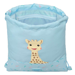 Sophie la Girafe Rugtas met Koordjes - Gerecycled Waterafstotend - Blauw 26 x 34 x 1 cm