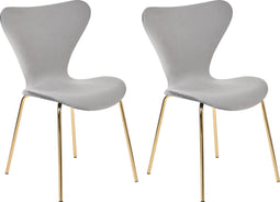BOONVILLE - Eetkamerstoel - Lichtgrijs/Goud - Synthetisch materiaal