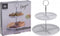 Excellent Houseware etagere met 2 lagen - wit - porselein - H24 cm