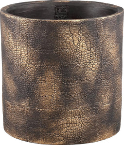PTMD Rissa Ronde Bloempot - H30 x Ø30 cm - Cement - Goud