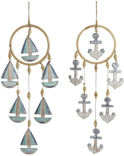 Ophangdecoratie Home ESPRIT Blauw Natuurlijk Mediterrane 25 x 2 x 60 cm (2 Stuks)