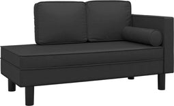 vidaXL - Chaise - longue - met - kussens - en - bolster - kunstleer - zwart