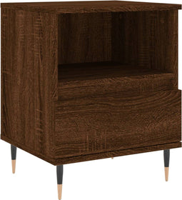 vidaXL - Nachtkastje - 40x35x50 - cm - bewerkt - hout - bruin - eikenkleur