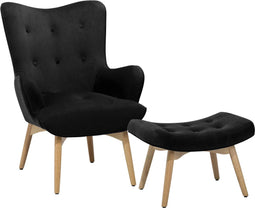 Beliani VEJLE - Chesterfield fauteuil - Zwart - Fluweel