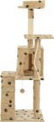 vidaXL - Kattenkrabpaal - met - sisal - krabpalen - 120 - cm - pootafdrukken - beige