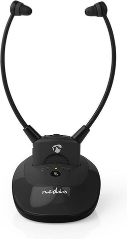Nedis Draadloze TV-Koptelefoon - RF - In-Ear - Maximale batterijduur: 6 uur - 25 m - Analoge Audio - Laadstation - Balanscontrole - Slechthorenden ondersteuning - Antraciet