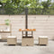 vidaXL - 3-delige - Tuin - Eettafelset - met - Kussens - Beige - van - Poly - Rattan - en - Acacia