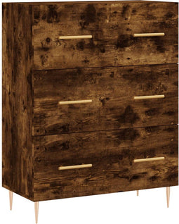 vidaXL - Dressoir - 69,5x34x90 - cm - bewerkt - hout - gerookt - eikenkleurig