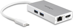 Startech DKT30CHPDW - USB-C Multiport laptop adapter - Power Delivery 4K HDMI Gigabit Ethernet USB 3.0 - Zilver Wit