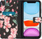 iMoshion Hoesje Geschikt voor iPhone 11 Hoesje Met Pasjeshouder - iMoshion Design Softcase Bookcase - Zwart / Roze / Blossom Watercolor Black